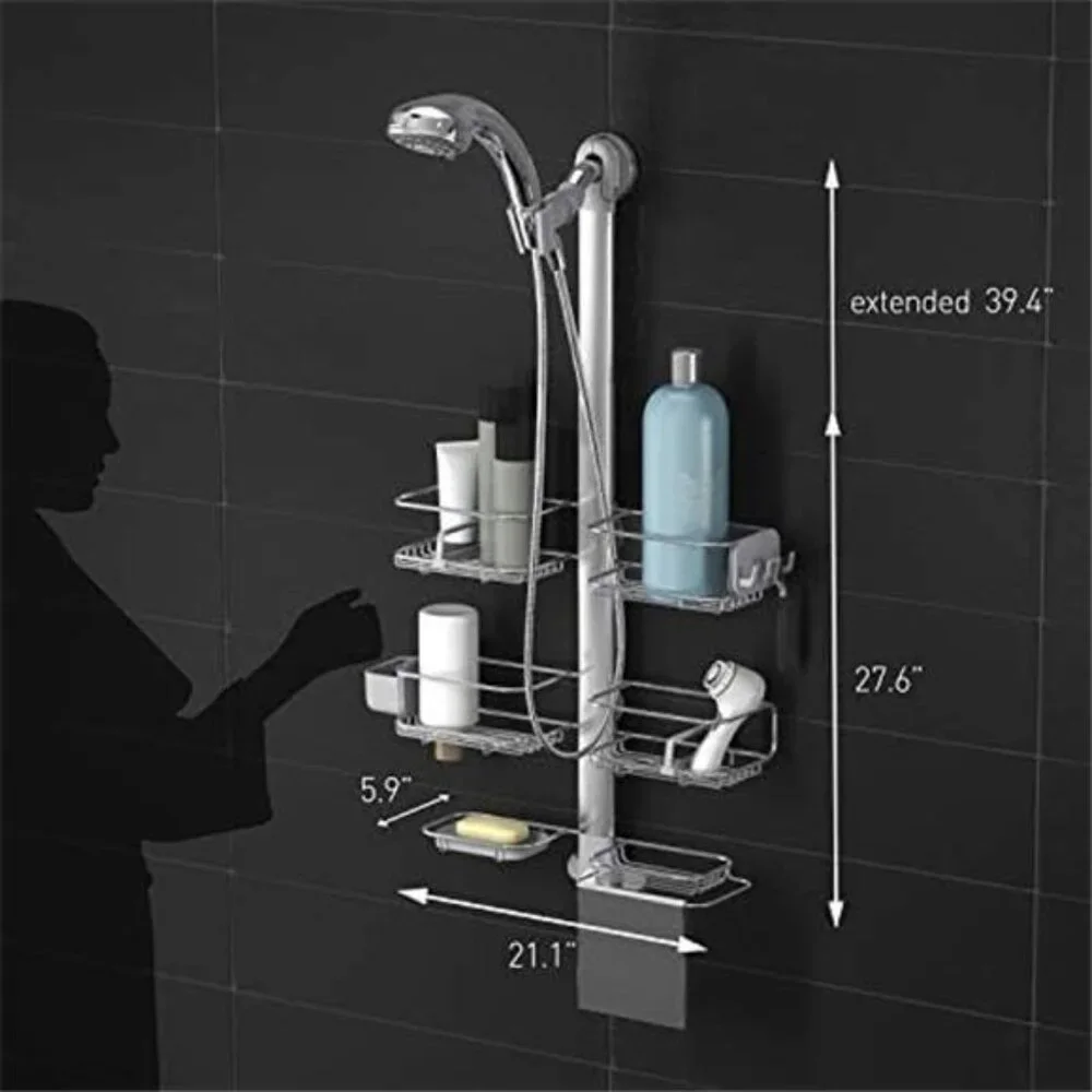 Adjustable and Extendable Shower Caddy XL, Stainless Steel